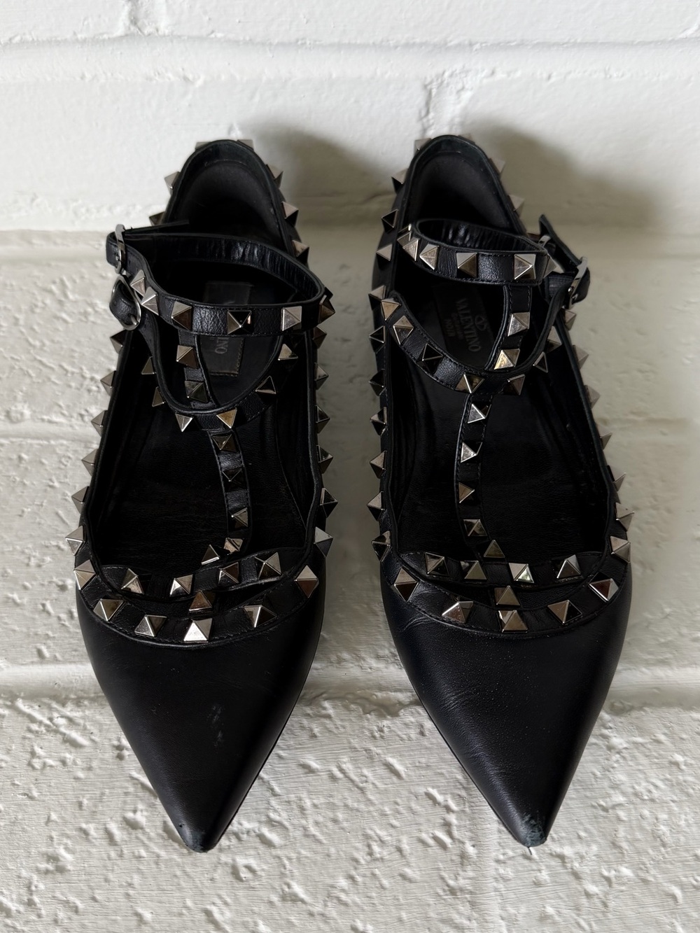 Valentino Rockstud Pointed Toe Ballet Flats